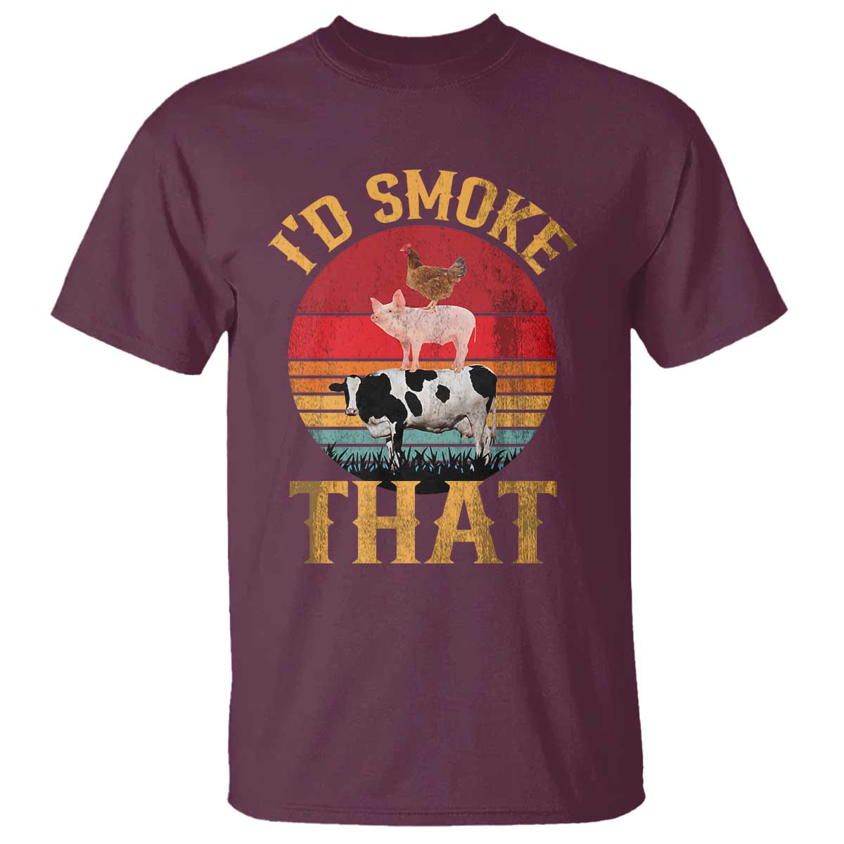 Funny BBQ T Shirt I'd Smoke That Barbecue Retro Grilling Gift - Wonder Print Shop