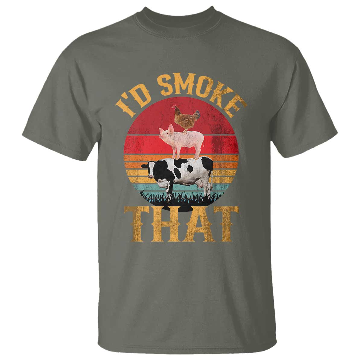Funny BBQ T Shirt I'd Smoke That Barbecue Retro Grilling Gift - Wonder Print Shop