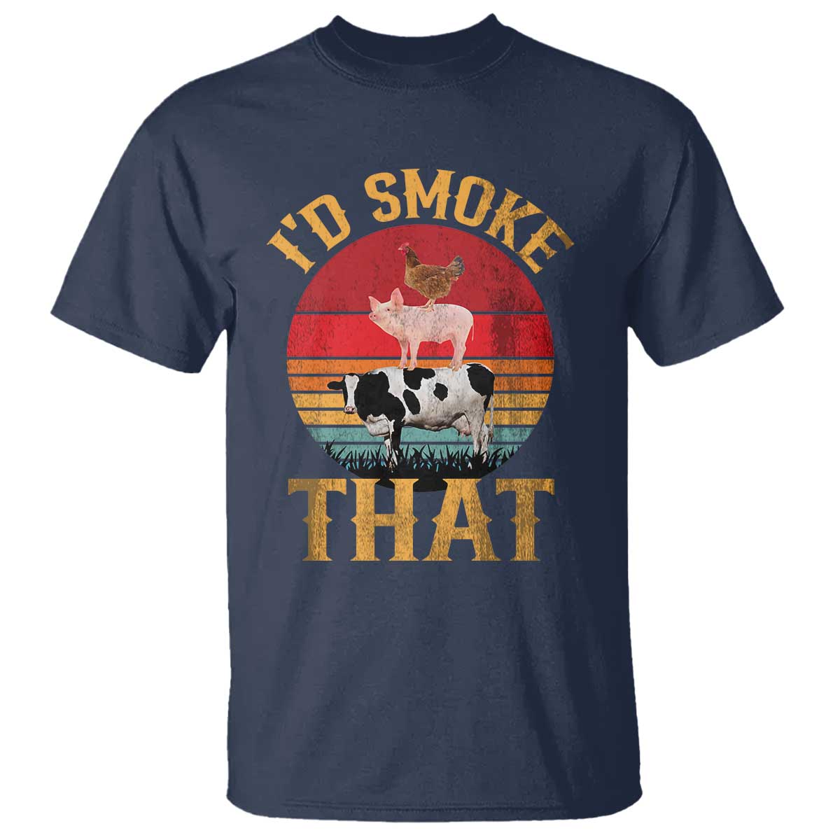 Funny BBQ T Shirt I'd Smoke That Barbecue Retro Grilling Gift - Wonder Print Shop