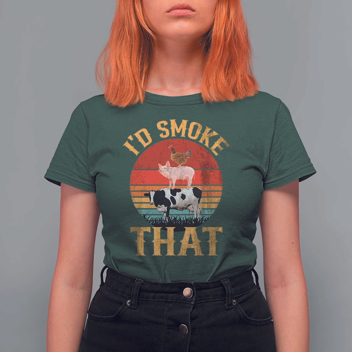 Funny BBQ T Shirt For Women I'd Smoke That Barbecue Retro Grilling Gift - Wonder Print Shop