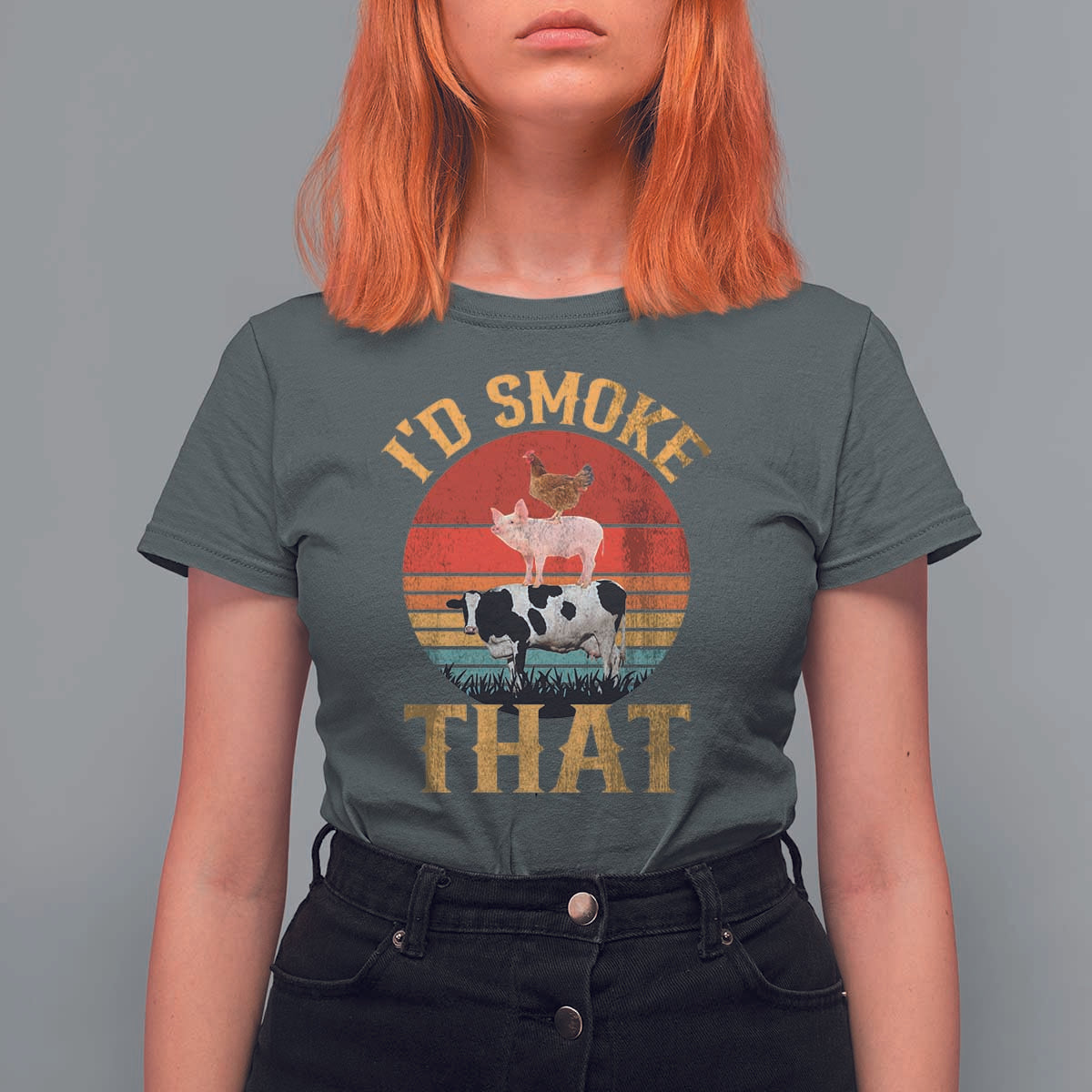 Funny BBQ T Shirt For Women I'd Smoke That Barbecue Retro Grilling Gift - Wonder Print Shop