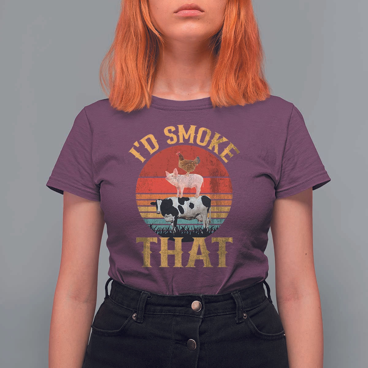 Funny BBQ T Shirt For Women I'd Smoke That Barbecue Retro Grilling Gift - Wonder Print Shop