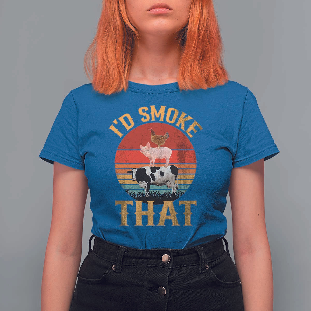 Funny BBQ T Shirt For Women I'd Smoke That Barbecue Retro Grilling Gift - Wonder Print Shop