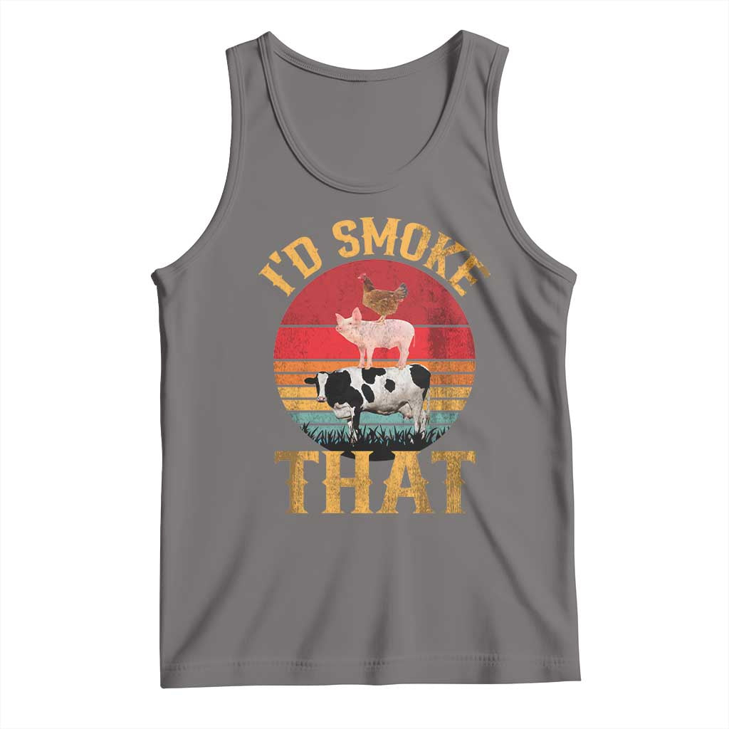 Funny BBQ Tank Top I'd Smoke That Barbecue Retro Grilling Gift