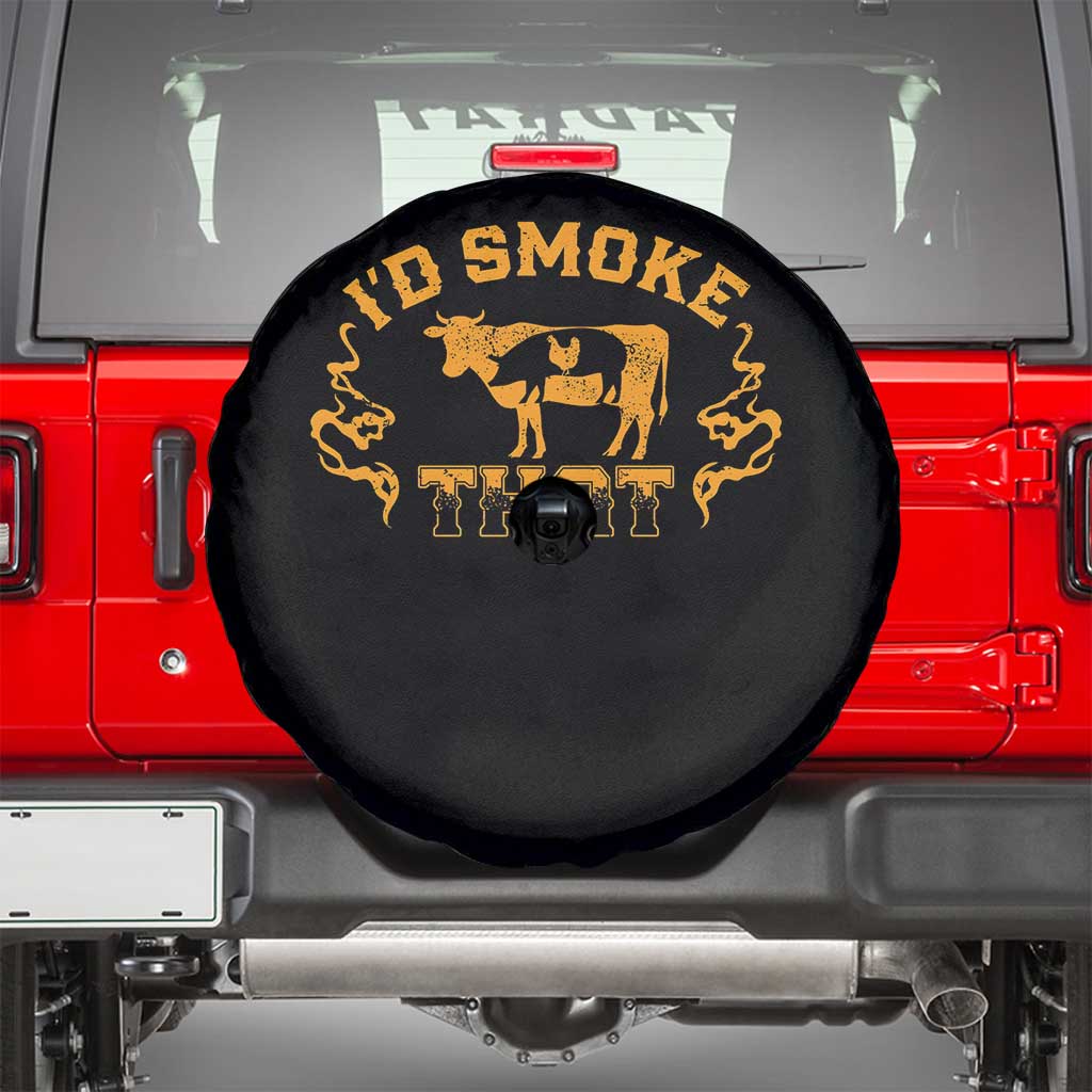 Funny BBQ Spare Tire Cover I'd Smoke That Chef Butcher Cook BBQ