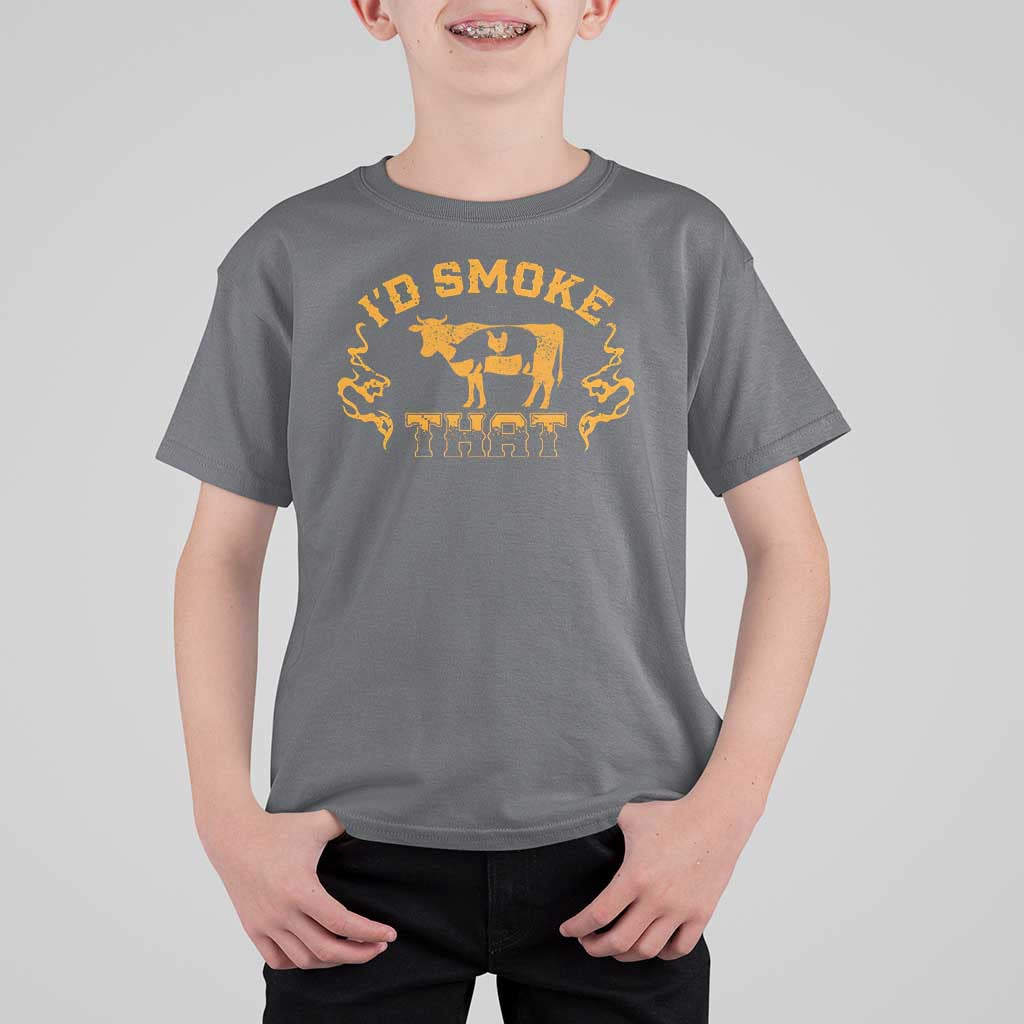 Funny BBQ T Shirt For Kid I'd Smoke That Chef Butcher Cook BBQ - Wonder Print Shop