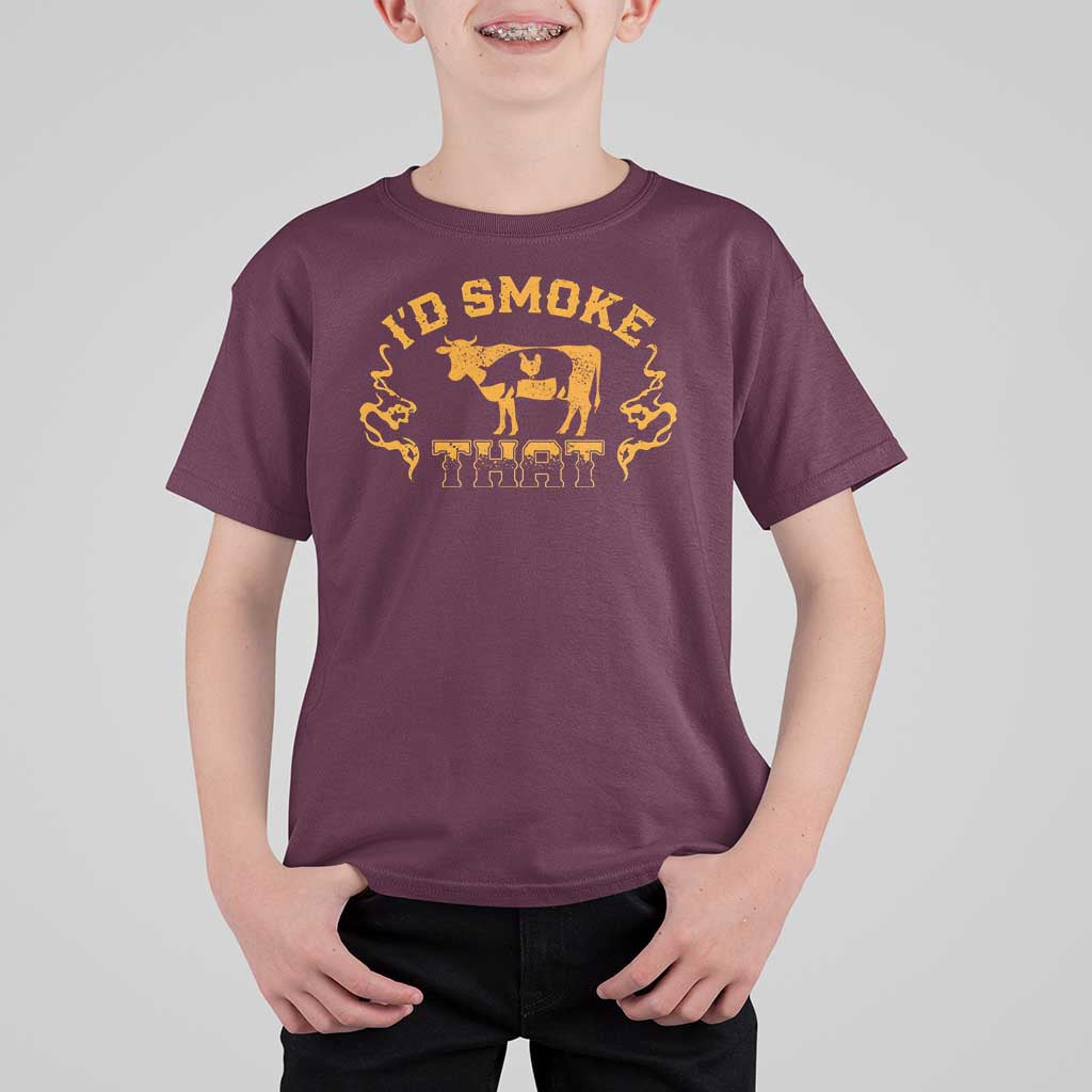 Funny BBQ T Shirt For Kid I'd Smoke That Chef Butcher Cook BBQ - Wonder Print Shop