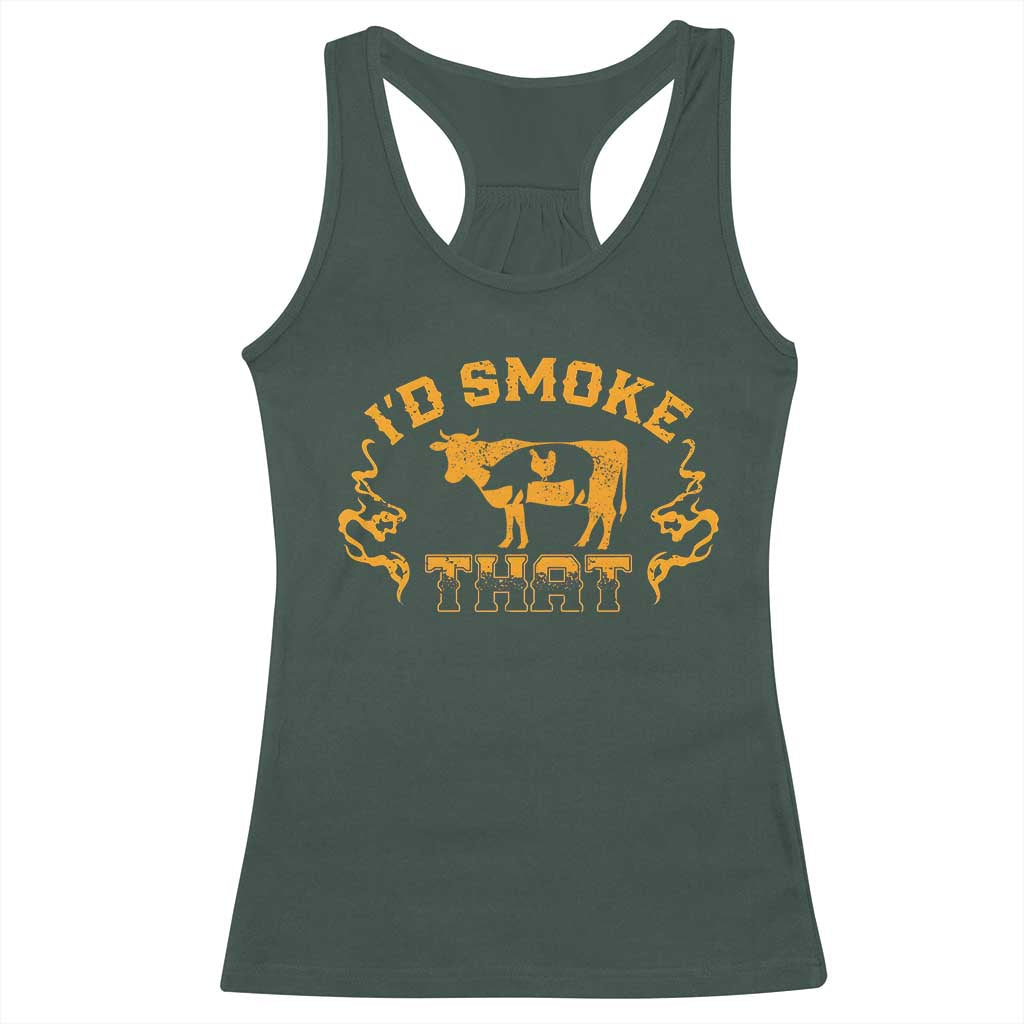 Funny BBQ Racerback Tank Top I'd Smoke That Chef Butcher Cook BBQ