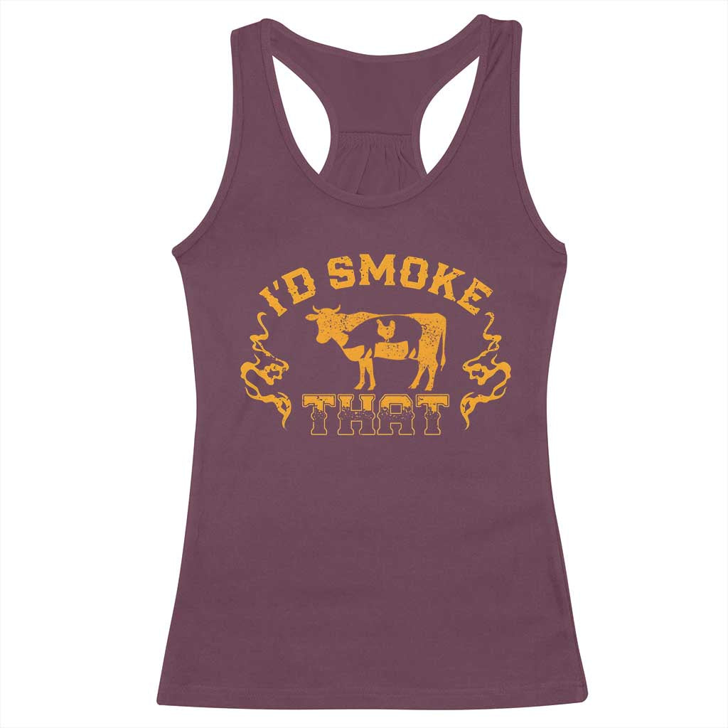 Funny BBQ Racerback Tank Top I'd Smoke That Chef Butcher Cook BBQ