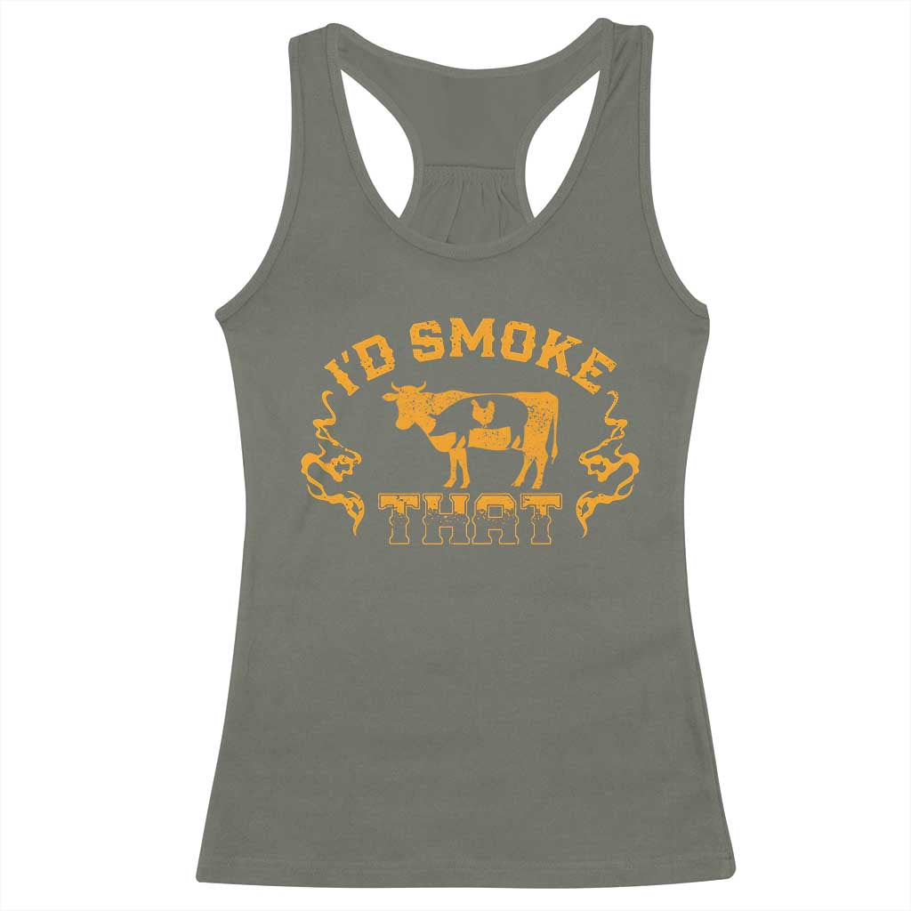 Funny BBQ Racerback Tank Top I'd Smoke That Chef Butcher Cook BBQ