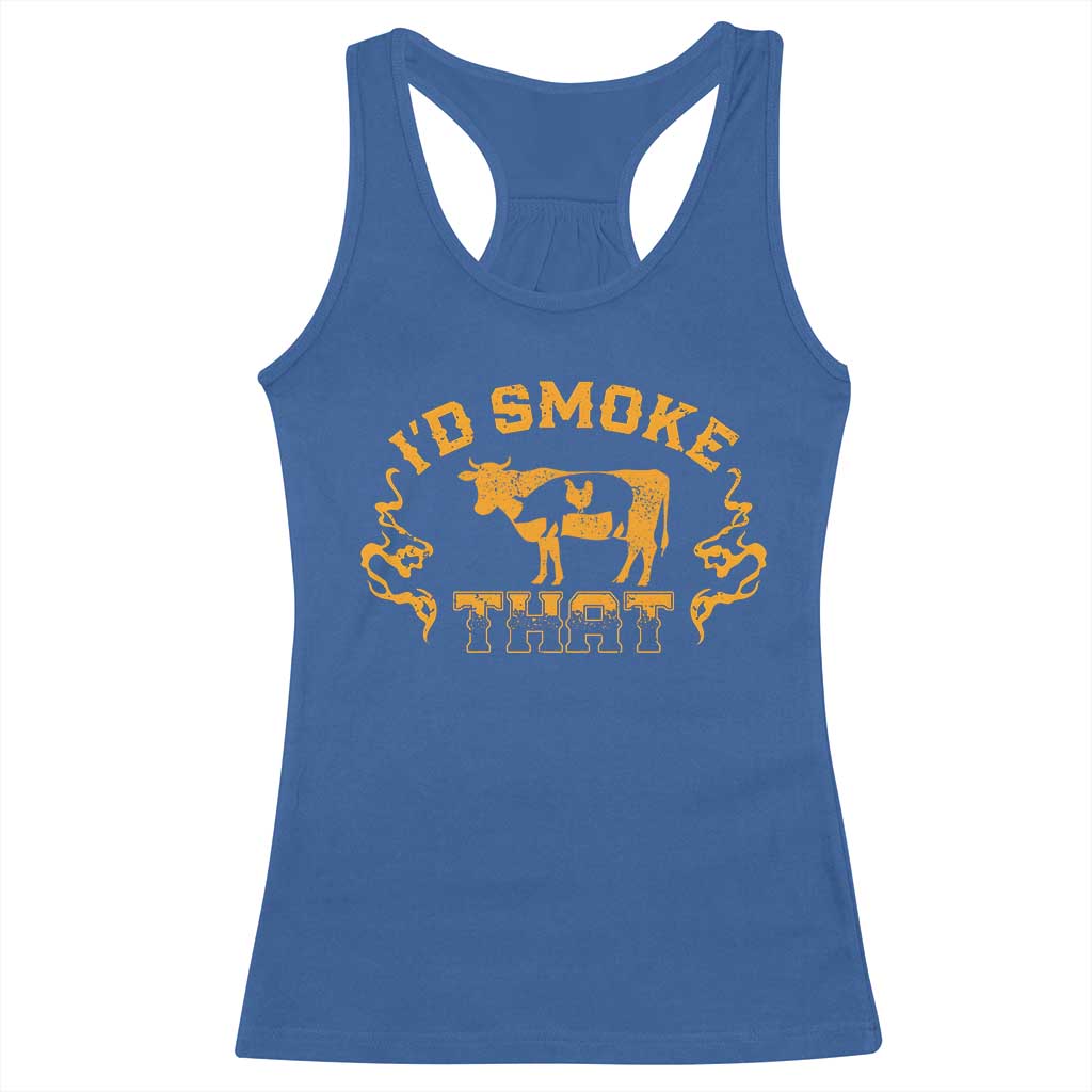 Funny BBQ Racerback Tank Top I'd Smoke That Chef Butcher Cook BBQ