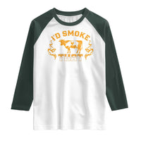 Funny BBQ Raglan Shirt I'd Smoke That Chef Butcher Cook BBQ