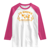 Funny BBQ Raglan Shirt I'd Smoke That Chef Butcher Cook BBQ