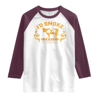 Funny BBQ Raglan Shirt I'd Smoke That Chef Butcher Cook BBQ