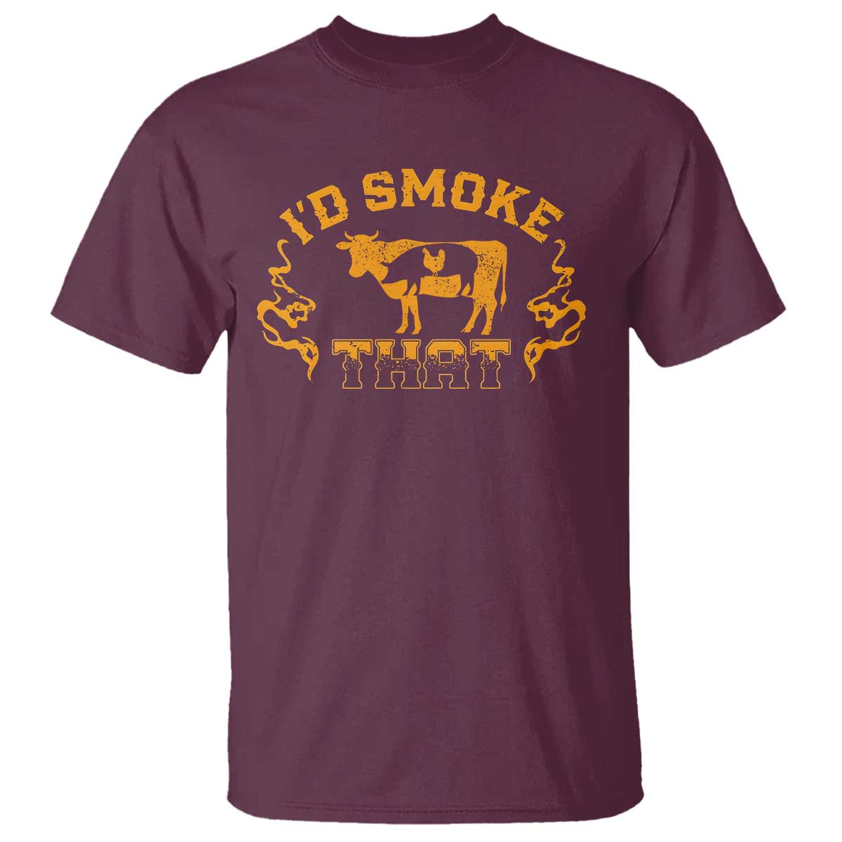 Funny BBQ T Shirt I'd Smoke That Chef Butcher Cook BBQ - Wonder Print Shop