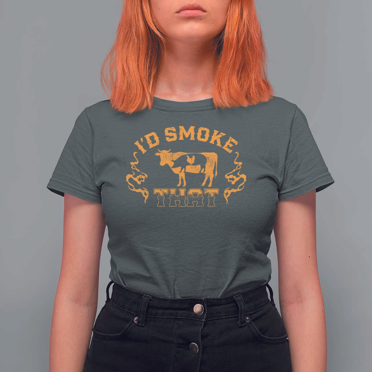 Funny BBQ T Shirt For Women I'd Smoke That Chef Butcher Cook BBQ - Wonder Print Shop