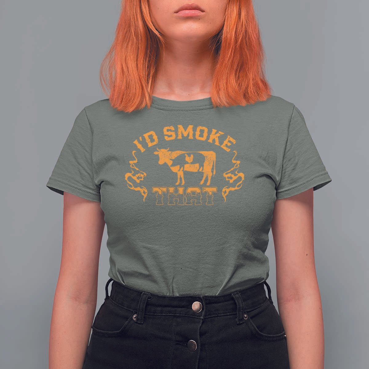 Funny BBQ T Shirt For Women I'd Smoke That Chef Butcher Cook BBQ - Wonder Print Shop