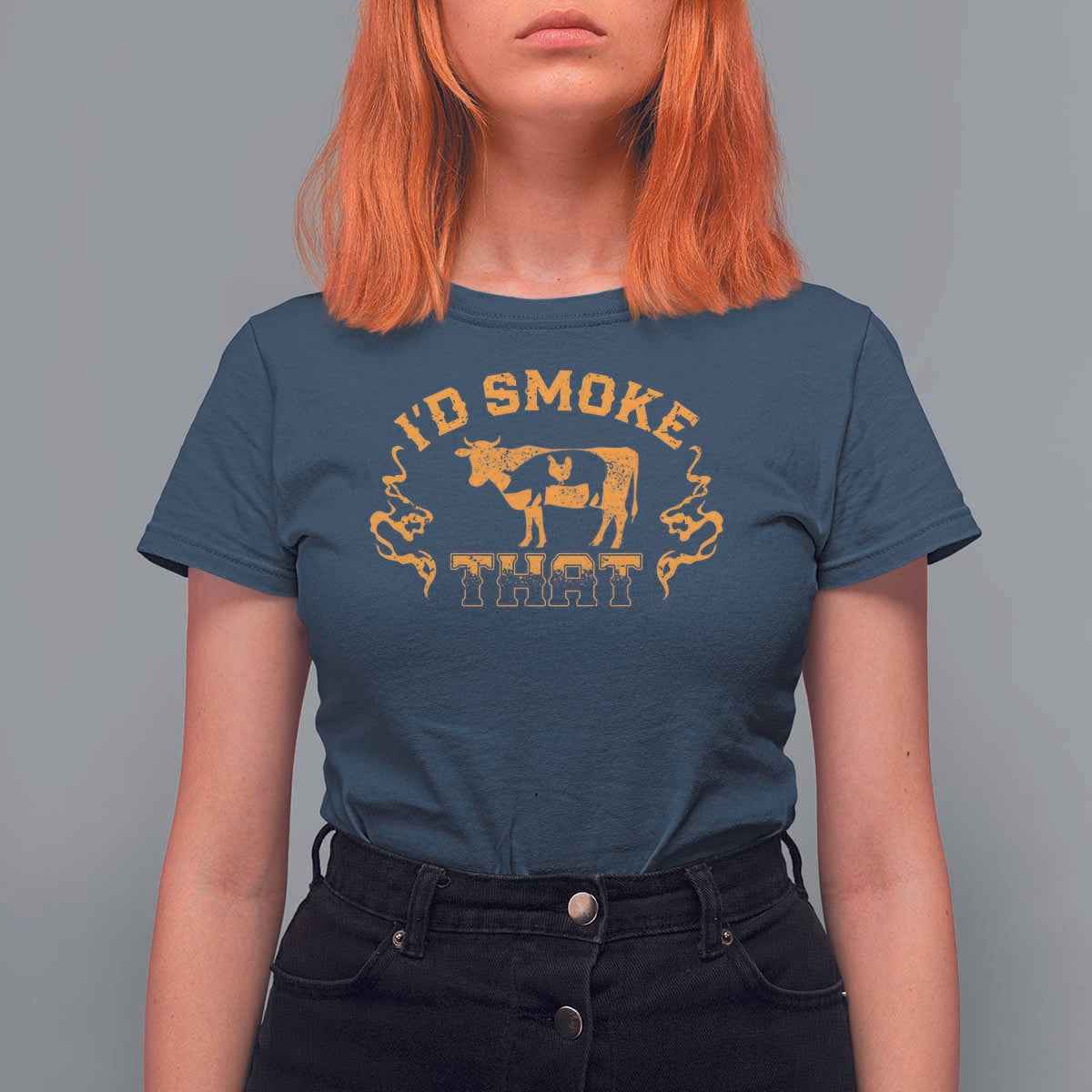 Funny BBQ T Shirt For Women I'd Smoke That Chef Butcher Cook BBQ - Wonder Print Shop