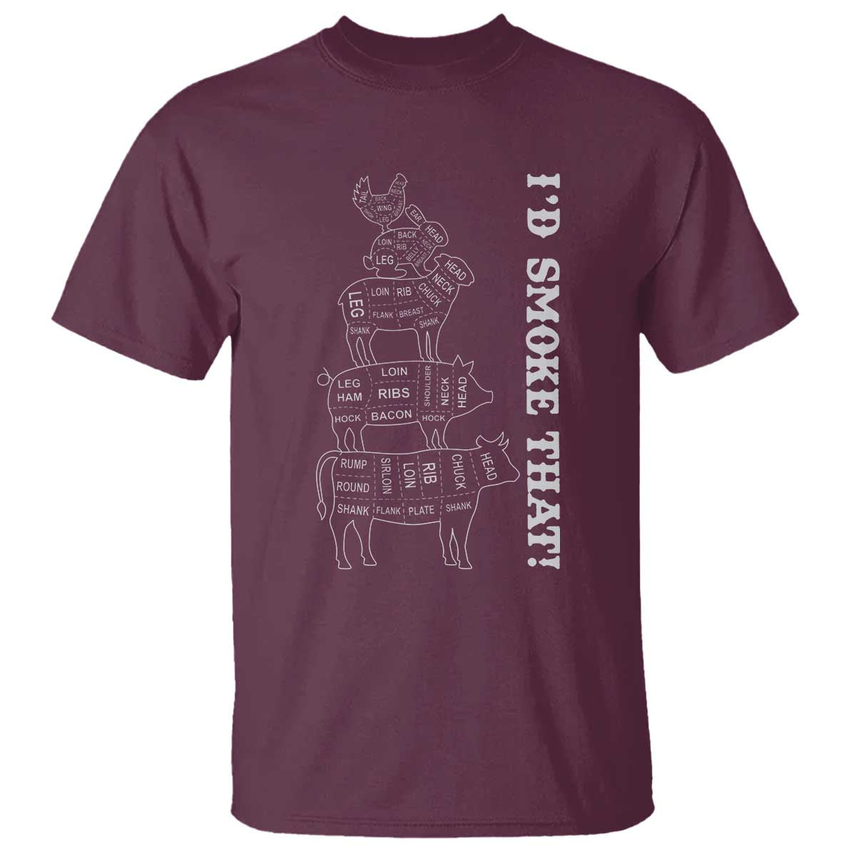 Funny BBQ T Shirt I'd Smoke That - Wonder Print Shop