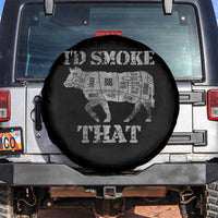 Funny BBQ Spare Tire Cover Chef Butcher Cook BBQ I'd Smoke That Cow Beef