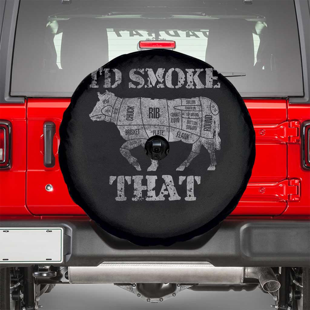 Funny BBQ Spare Tire Cover Chef Butcher Cook BBQ I'd Smoke That Cow Beef