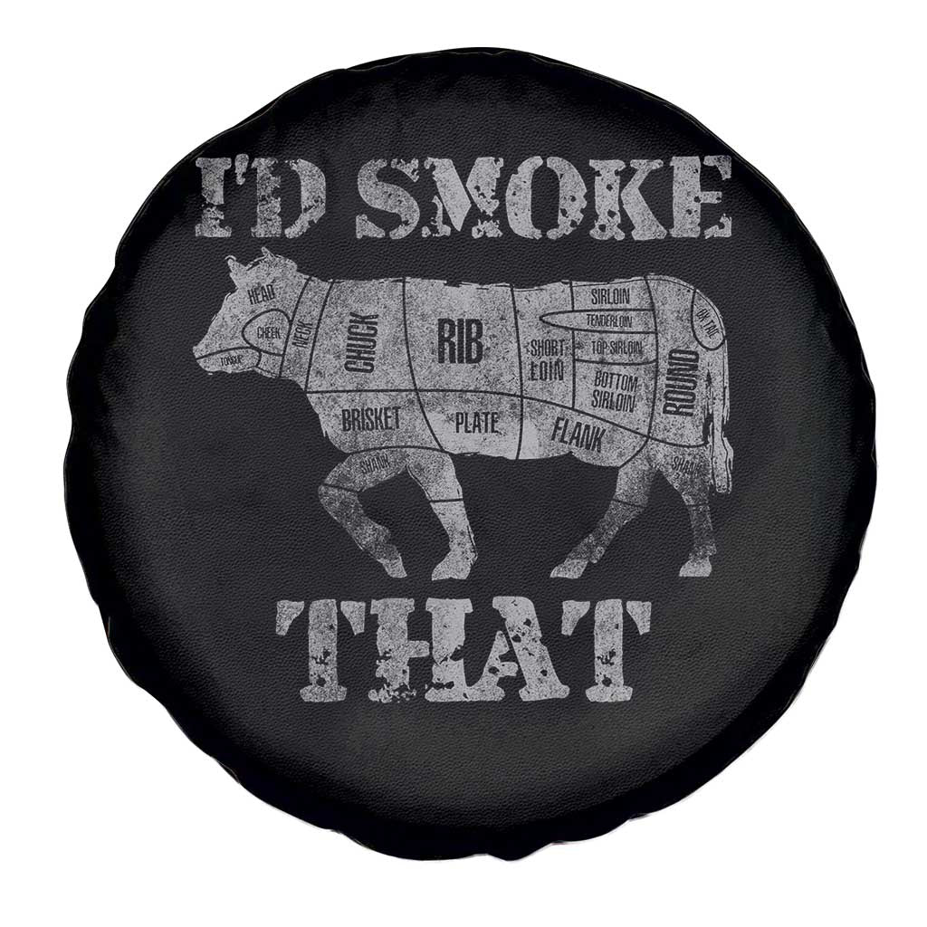 Funny BBQ Spare Tire Cover Chef Butcher Cook BBQ I'd Smoke That Cow Beef