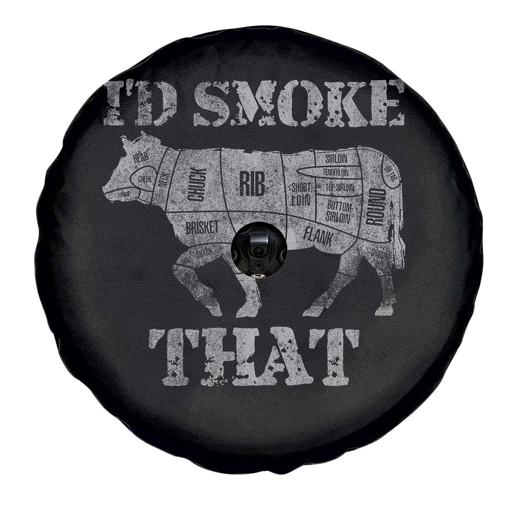 Funny BBQ Spare Tire Cover Chef Butcher Cook BBQ I'd Smoke That Cow Beef