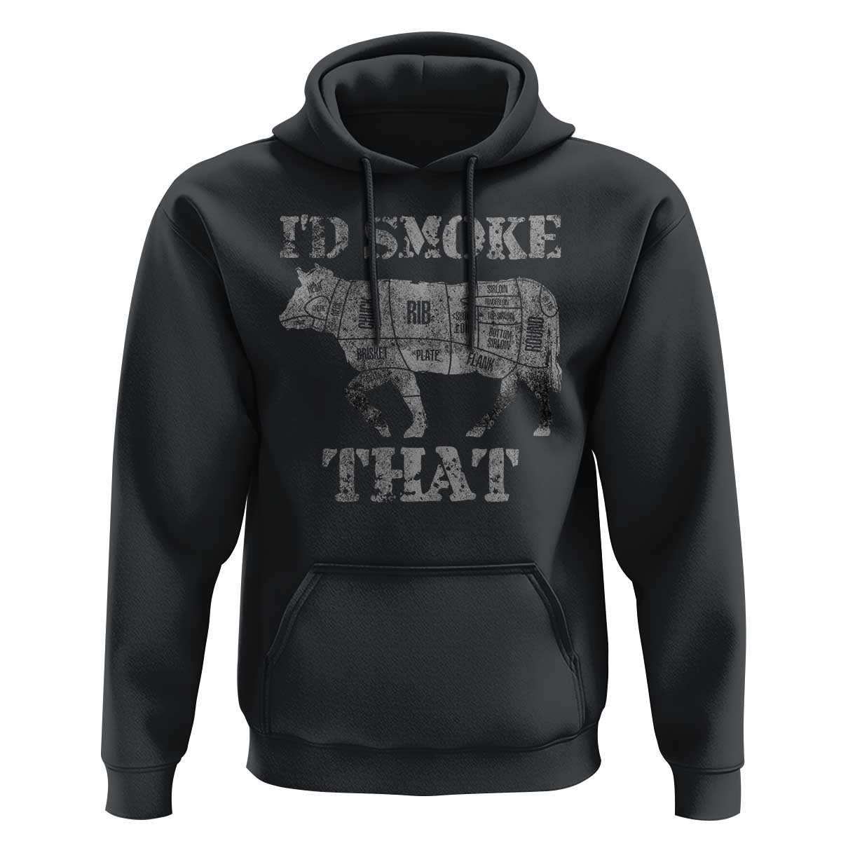 Funny BBQ Hoodie Chef Butcher Cook BBQ I'd Smoke That Cow Beef