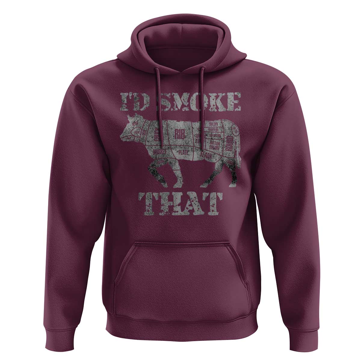 Funny BBQ Hoodie Chef Butcher Cook BBQ I'd Smoke That Cow Beef