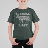 Funny BBQ T Shirt For Kid Chef Butcher Cook BBQ I'd Smoke That Cow Beef - Wonder Print Shop