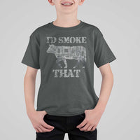 Funny BBQ T Shirt For Kid Chef Butcher Cook BBQ I'd Smoke That Cow Beef - Wonder Print Shop