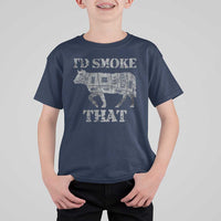 Funny BBQ T Shirt For Kid Chef Butcher Cook BBQ I'd Smoke That Cow Beef - Wonder Print Shop