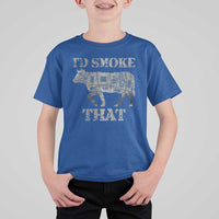 Funny BBQ T Shirt For Kid Chef Butcher Cook BBQ I'd Smoke That Cow Beef - Wonder Print Shop