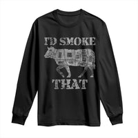 Funny BBQ Long Sleeve Shirt Chef Butcher Cook BBQ I'd Smoke That Cow Beef