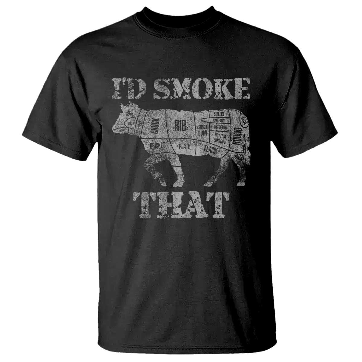 Funny BBQ T Shirt Chef Butcher Cook BBQ I'd Smoke That Cow Beef - Wonder Print Shop