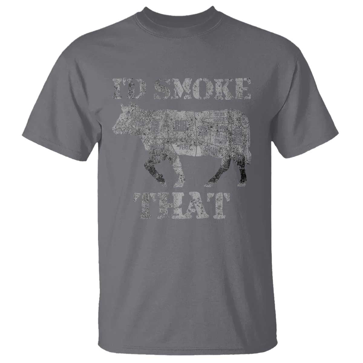 Funny BBQ T Shirt Chef Butcher Cook BBQ I'd Smoke That Cow Beef - Wonder Print Shop