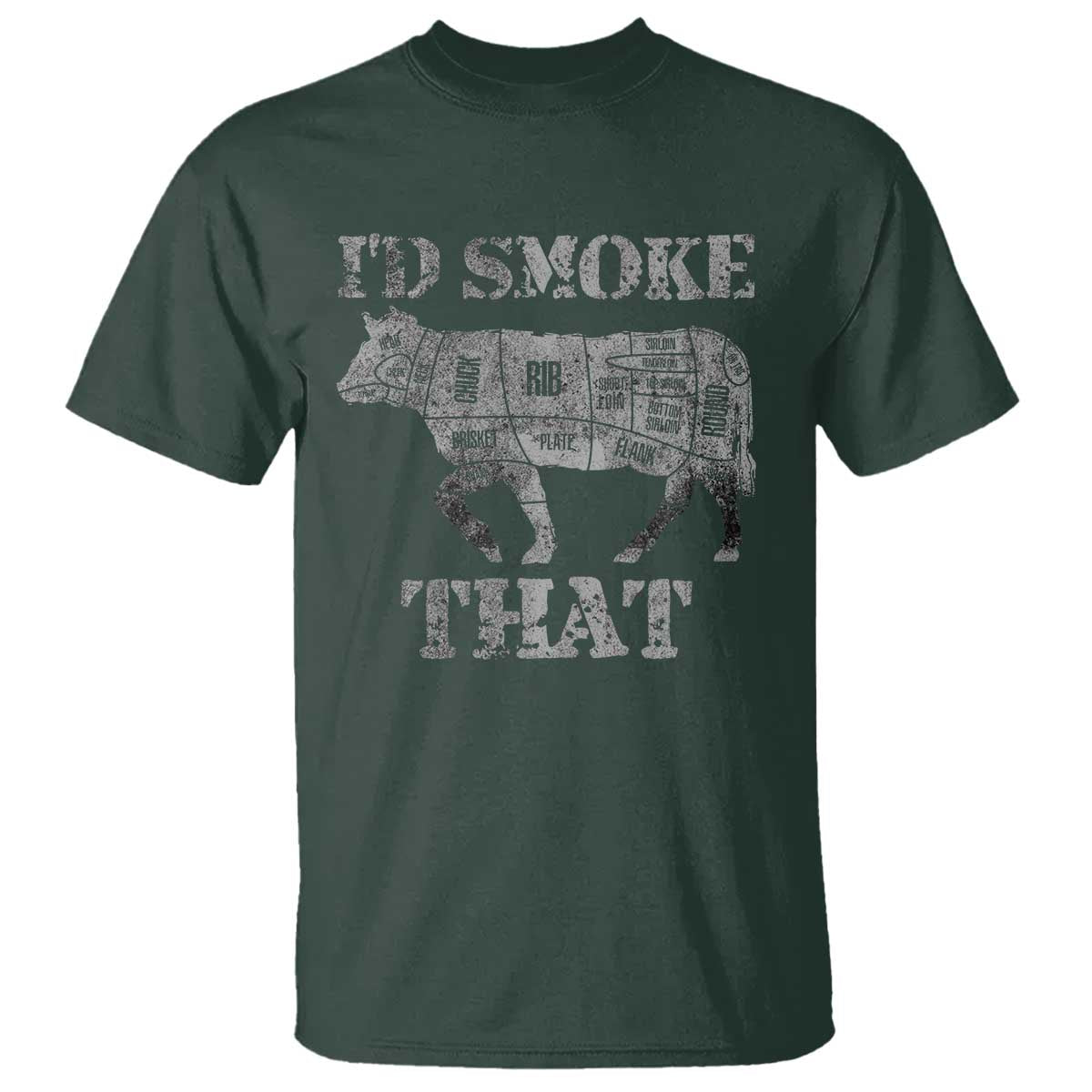Funny BBQ T Shirt Chef Butcher Cook BBQ I'd Smoke That Cow Beef - Wonder Print Shop