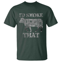 Funny BBQ T Shirt Chef Butcher Cook BBQ I'd Smoke That Cow Beef - Wonder Print Shop
