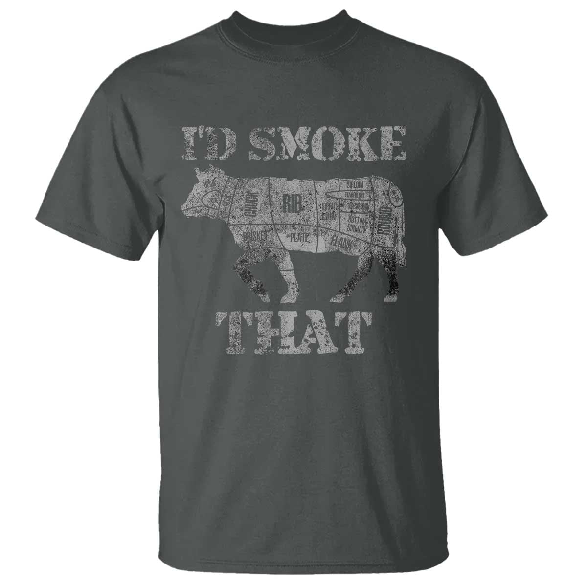 Funny BBQ T Shirt Chef Butcher Cook BBQ I'd Smoke That Cow Beef - Wonder Print Shop