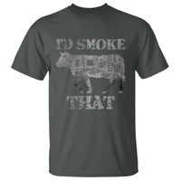 Funny BBQ T Shirt Chef Butcher Cook BBQ I'd Smoke That Cow Beef - Wonder Print Shop