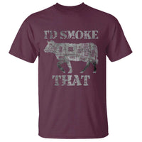Funny BBQ T Shirt Chef Butcher Cook BBQ I'd Smoke That Cow Beef - Wonder Print Shop