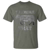 Funny BBQ T Shirt Chef Butcher Cook BBQ I'd Smoke That Cow Beef - Wonder Print Shop