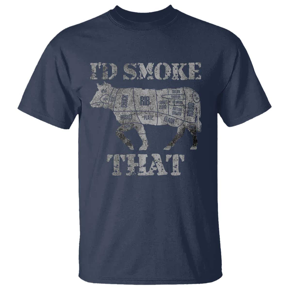 Funny BBQ T Shirt Chef Butcher Cook BBQ I'd Smoke That Cow Beef - Wonder Print Shop