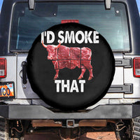 Funny BBQ Spare Tire Cover I'd Smoke That Cow Beef Chef Butcher Cook