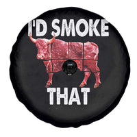 Funny BBQ Spare Tire Cover I'd Smoke That Cow Beef Chef Butcher Cook