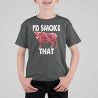 Funny BBQ T Shirt For Kid I'd Smoke That Cow Beef Chef Butcher Cook - Wonder Print Shop