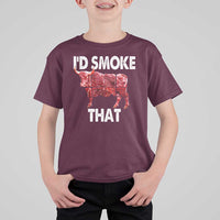 Funny BBQ T Shirt For Kid I'd Smoke That Cow Beef Chef Butcher Cook - Wonder Print Shop