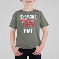 Funny BBQ T Shirt For Kid I'd Smoke That Cow Beef Chef Butcher Cook - Wonder Print Shop