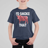 Funny BBQ T Shirt For Kid I'd Smoke That Cow Beef Chef Butcher Cook - Wonder Print Shop