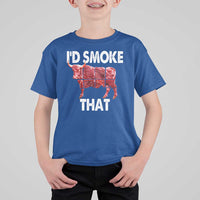 Funny BBQ T Shirt For Kid I'd Smoke That Cow Beef Chef Butcher Cook - Wonder Print Shop